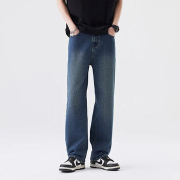 Riolio Blue Baggy Jeans Men Fashion Casual Retro Straight Jeans Men Streetwear Hip-hop Loose Vintage Jeans Mens Denim Trousers M-3XL